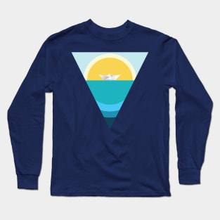 Paper boat in the sea Long Sleeve T-Shirt